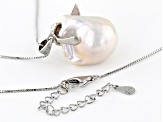 Genusis™ White Cultured Freshwater Pearl Rhodium Over Sterling Silver Pendant with Chain