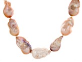 Multi-Color Cultured Freshwater Pearl Rhodium Over Sterling Silver Baroque Necklace