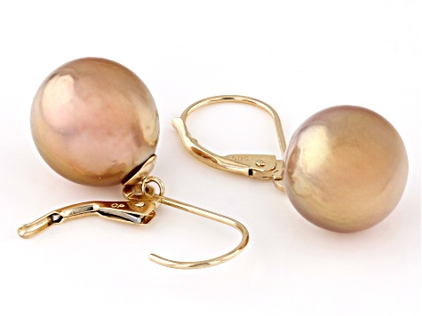 Genusis™ Cultured Freshwater Pearl 14k Yellow Gold Earrings