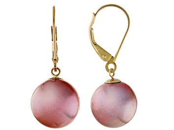 Picture of Genusis™ Purple Cultured Freshwater Pearl 14k Yellow Gold Earrings