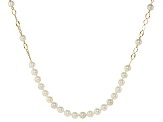 White Cultured Japanese Akoya Pearl 18k Yellow Gold Station Necklace