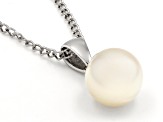 White Cultured Japanese Akoya Pearl Rhodium Over Sterling Silver Pendant with Chain