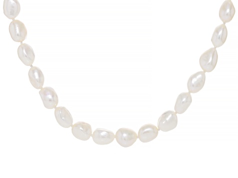 White Cultured Freshwater Pearl Rhodium Over Sterling Silver 24" Necklace