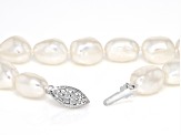 White Cultured Freshwater Pearl Rhodium Over Sterling Silver 24" Necklace