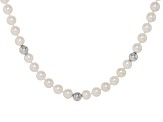 White Cultured Freshwater Pearl Rhodium Over Sterling Silver 18" Necklace