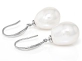 White Cultured Freshwater Pearl Rhodium Over Sterling Silver Pendant and Earrings Set