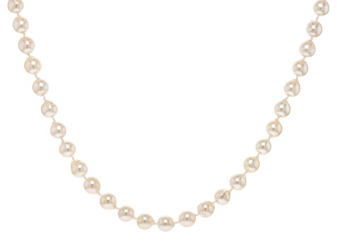 White Cultured Japanese Akoya Pearl 14k Yellow Gold 18" Necklace