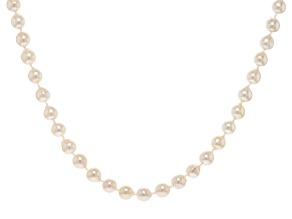 White Cultured Japanese Akoya Pearl 14k Yellow Gold 18" Necklace