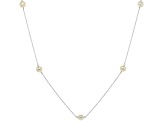 White Cultured Freshwater Pearl Rhodium Over Sterling Silver Station Necklace