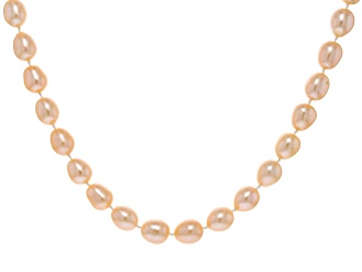 Pink Cultured Freshwater Pearl Rhodium Over Sterling Silver Necklace