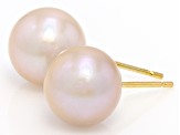 Pink Cultured Freshwater Pearl 14k Yellow Gold Stud Earrings