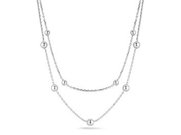 Picture of Sterling Statements Rhodium Over Sterling Silver Double Layer Ball Station Necklace