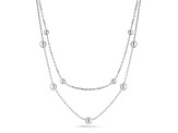 Sterling Statements Rhodium Over Sterling Silver Double Layer Ball Station Necklace