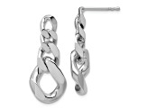 Rhodium Over Sterling Silver Polished Link Post Dangle Earrings