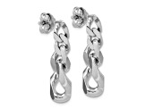 Rhodium Over Sterling Silver Polished Link Post Dangle Earrings