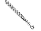 Rhodium Over Sterling Silver Polished Fancy 3-strand with 1-inch Extension Bracelet