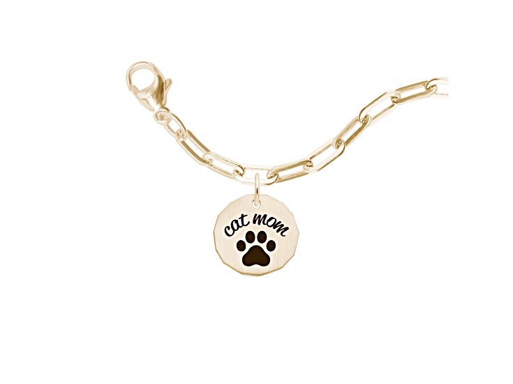 22K Gold Over Sterling Silver Cat Mom Bracelet Set Measures 7inch