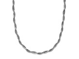 Rhodium Over Sterling Silver Polished Beaded Textured Twisted 16 Inch Necklace