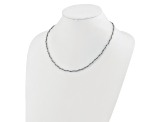 Rhodium Over Sterling Silver Polished Beaded Textured Twisted 16 Inch Necklace