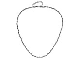 Rhodium Over Sterling Silver Polished Beaded Textured Twisted 16 Inch Necklace