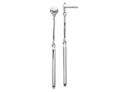 Rhodium Over Sterling Silver Polished Dangle Earrings