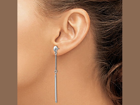 Rhodium Over Sterling Silver Polished Dangle Earrings