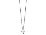 Rhodium Over Sterling Silver Polished Star Pendant Cable Link 16.5 Inch Necklace