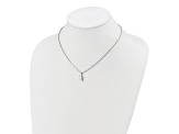 Rhodium Over Sterling Silver Polished Star Pendant Cable Link 16.5 Inch Necklace