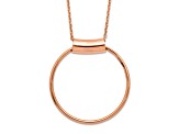 18K Rose Gold Over Sterling Silver Polished Circle Pendant with 18 Inch Cable Chain