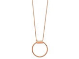 18K Rose Gold Over Sterling Silver Polished Circle Pendant with 18 Inch Cable Chain