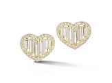 Sterling Statements 14K Yellow Gold Over Sterling Silver Baguette CZ Heart Studs