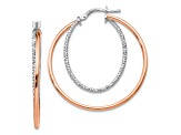 18K Rose Gold Over Sterling Silver 1 7/16" Diamond-Cut Hoop Earrings