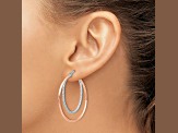 18K Rose Gold Over Sterling Silver 1 7/16" Diamond-Cut Hoop Earrings