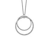 Rhodium Over Sterling Silver Polished Diamond-Cut Circle Pendant with 24 Inch Curb Chain