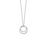 Rhodium Over Sterling Silver Polished Diamond-Cut Circle Pendant with 24 Inch Curb Chain