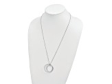 Rhodium Over Sterling Silver Polished Diamond-Cut Circle Pendant with 24 Inch Curb Chain