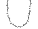 Rhodium Over Sterling Silver Polished Beaded 15 Inch Necklace