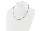 Rhodium Over Sterling Silver Polished Beaded 15 Inch Necklace