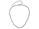 Rhodium Over Sterling Silver Polished Beaded 15 Inch Necklace