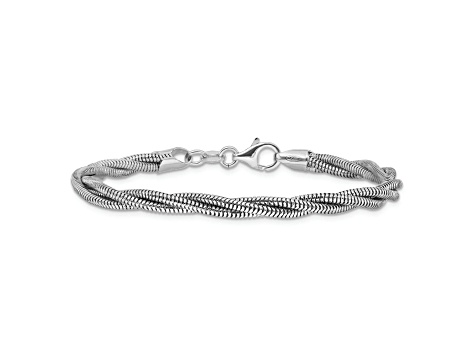 Sterling Silver Polished and Woven Textured 3.75mm Twisted Snake Link Bracelet