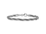 Sterling Silver Polished and Woven Textured 3.75mm Twisted Snake Link Bracelet