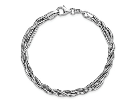 Sterling Silver Polished and Woven Textured 3.75mm Twisted Snake Link Bracelet