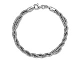 Sterling Silver Polished and Woven Textured 3.75mm Twisted Snake Link Bracelet
