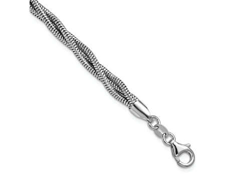 Sterling Silver Polished and Woven Textured 3.75mm Twisted Snake Link Bracelet
