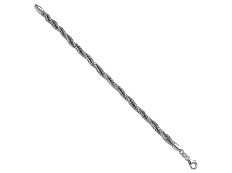 Sterling Silver Polished and Woven Textured 3.75mm Twisted Snake Link Bracelet