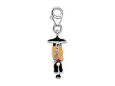Rhodium Over Sterling Silver Enameled Girl Graduate Charm
