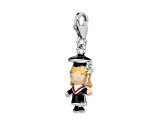 Rhodium Over Sterling Silver Enameled Girl Graduate Charm