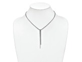 Rhodium Over Sterling Silver Polished and Diamond-cut Drop with 2-inch Extension Necklace