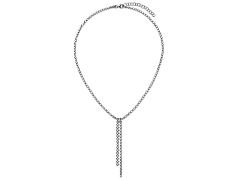 Rhodium Over Sterling Silver Polished and Diamond-cut Drop with 2-inch Extension Necklace