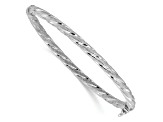 Sterling Silver 4mm Polished and Textured Twisted Hinged Bangle